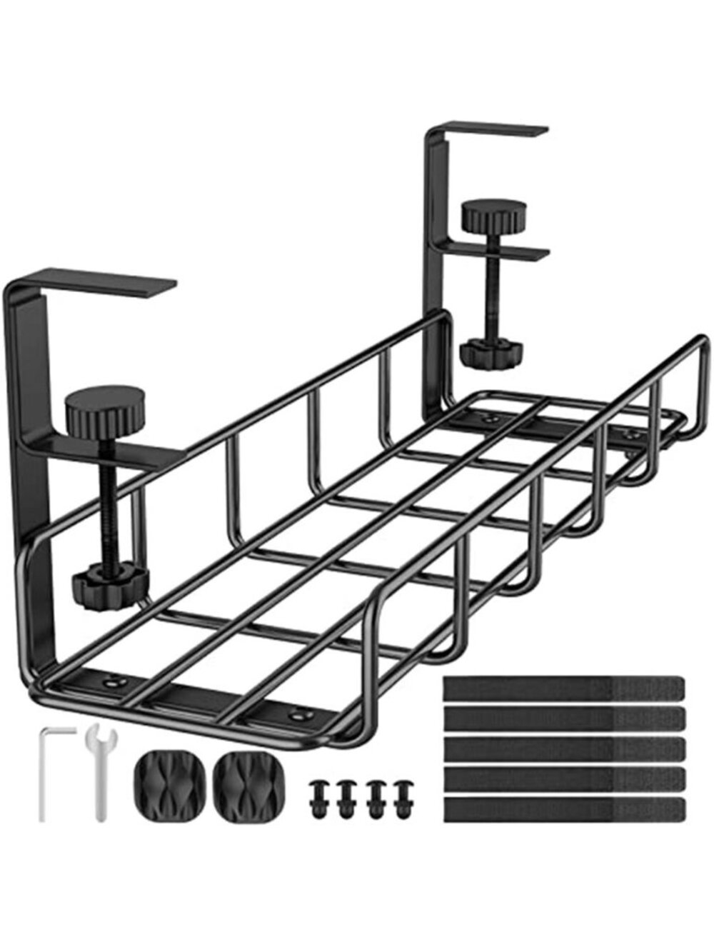 Under Desk Cable Management Tray No Drill Cord Organizer Wire Holder Steel Rack